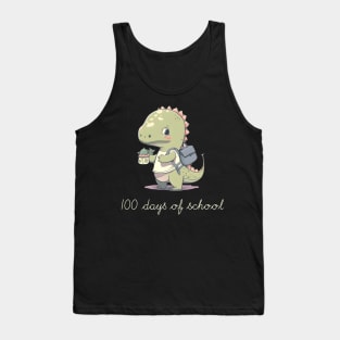 100 Days of School Cute Dino Funny Vintage Dinosaur Tank Top